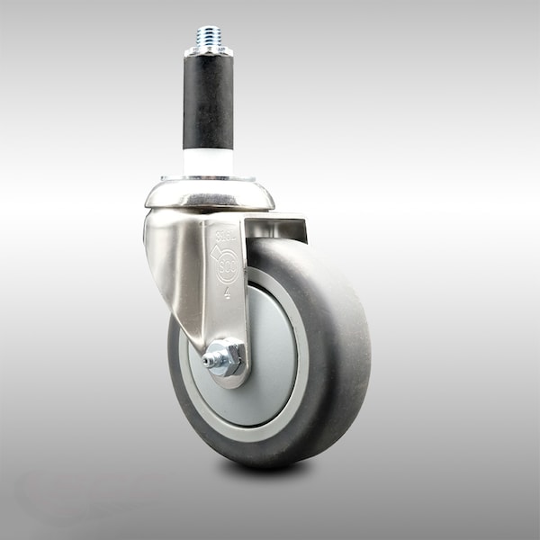 4 Inch 316SS Thermoplastic Rubber Wheel Swivel 1-1/8 Inch Expanding Stem Caster